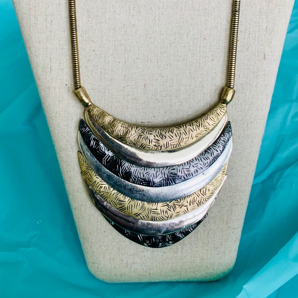 Gold and Silver Statement Neckline Necklace